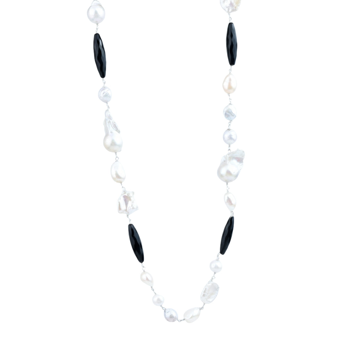 Pearl Ganthan Necklace with Semiprecious Stones