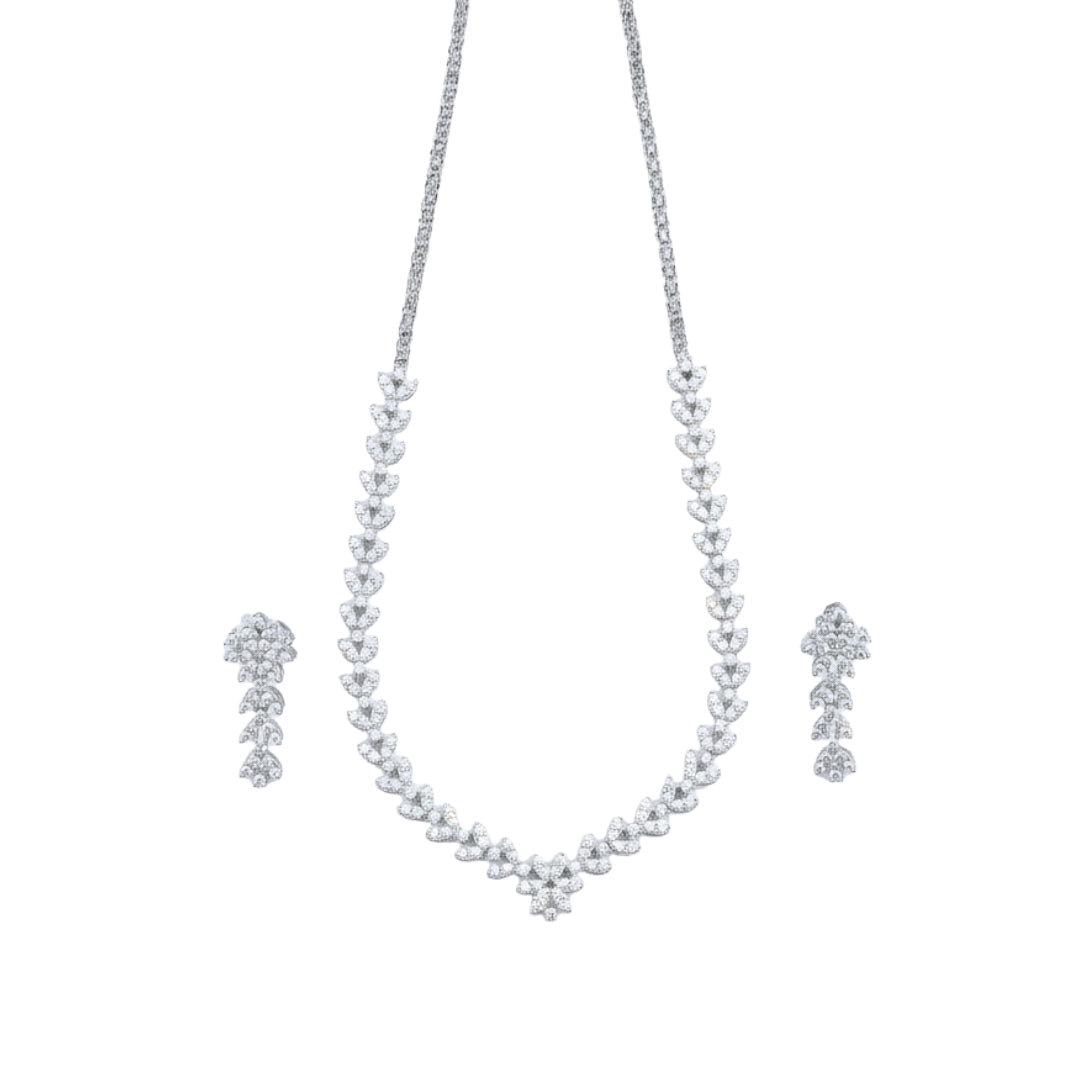 Silver CZ Necklace and Earring Set
