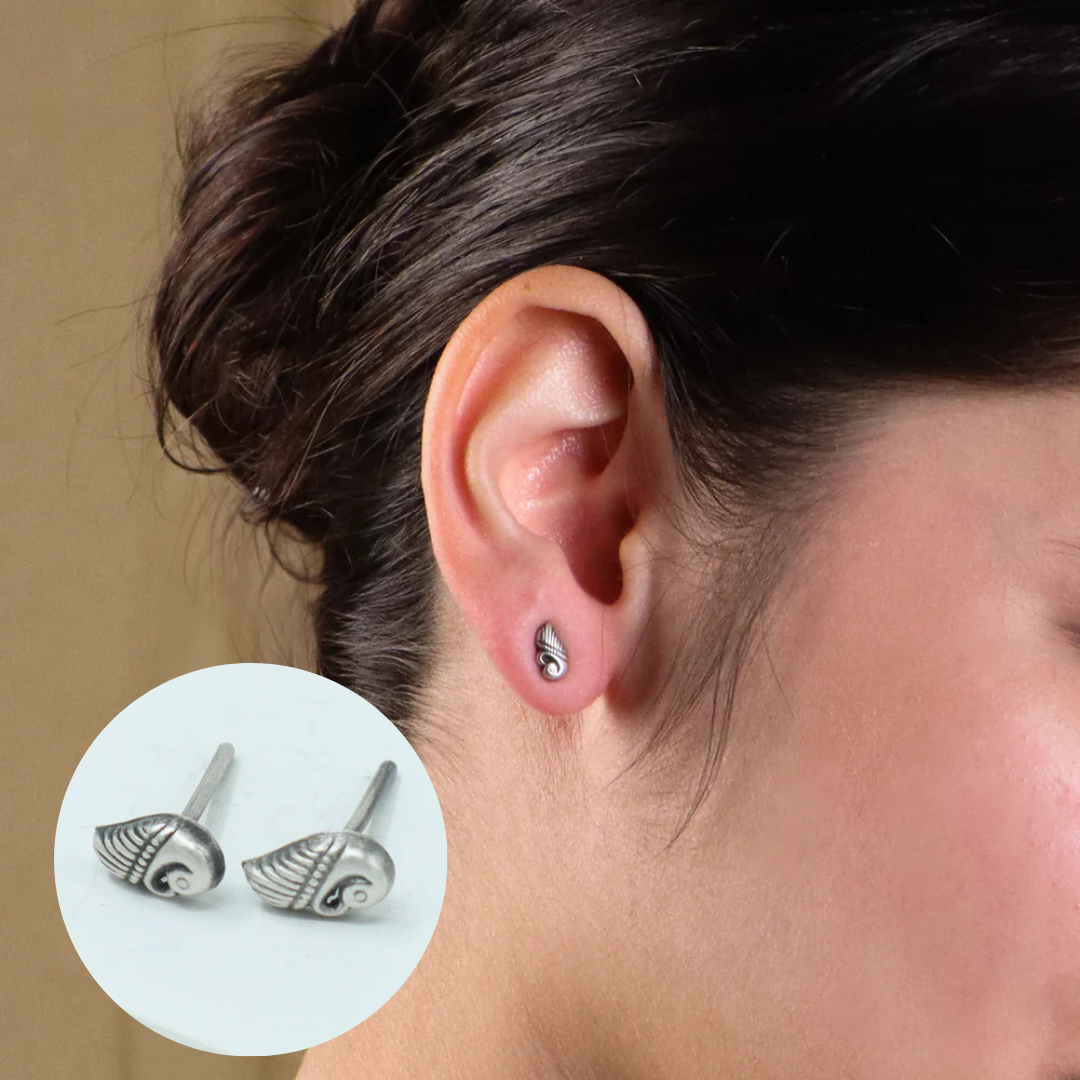 Tiny Silver Peacock Stud