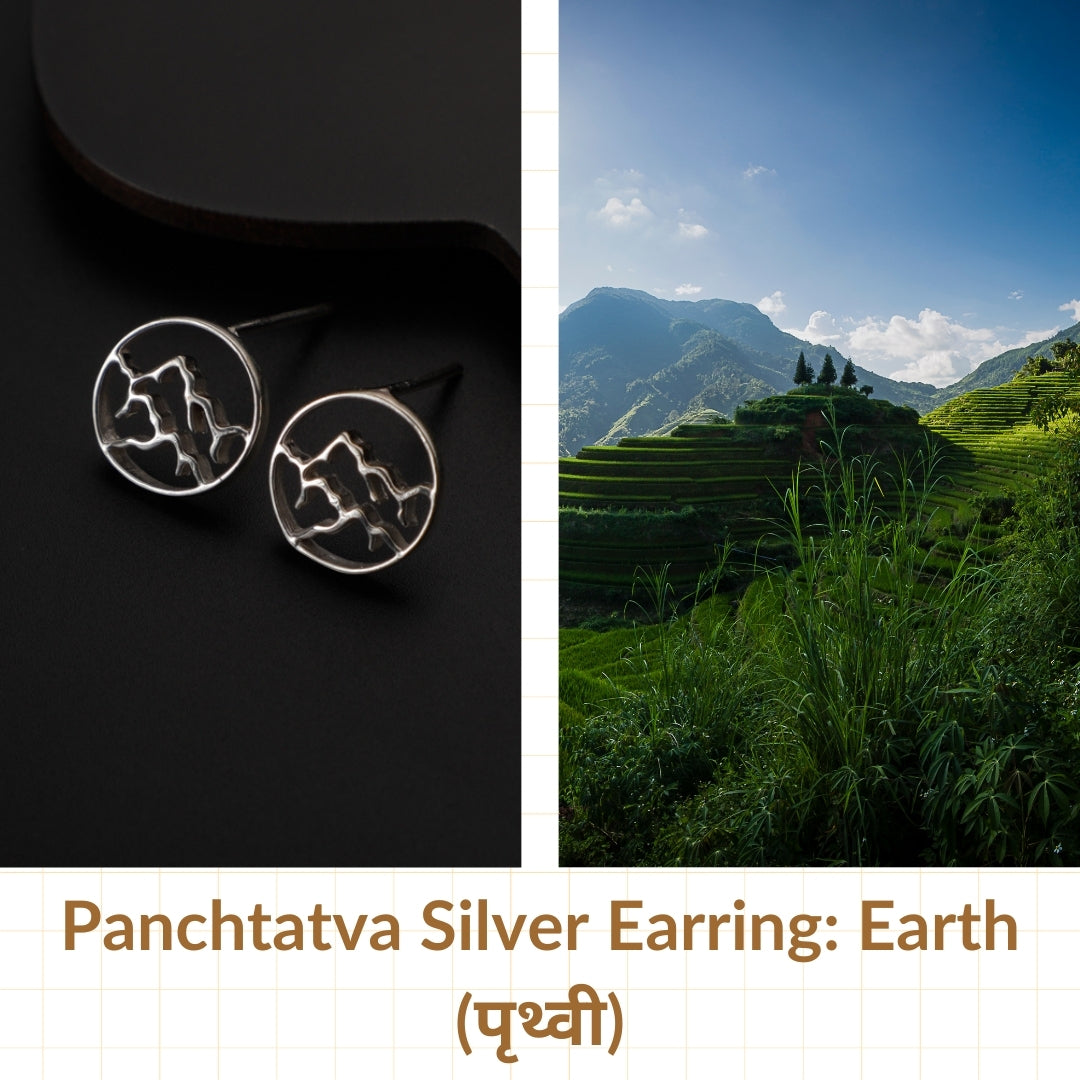 Panchtatva 5 Elements Silver Earring: Earth (पृथ्वी)