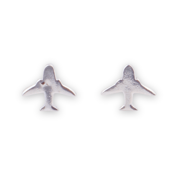Silver airplane studs earrings in sterling silver
