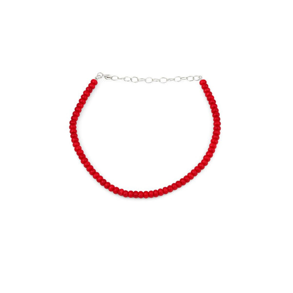 Red sapphire anklet with silver chain