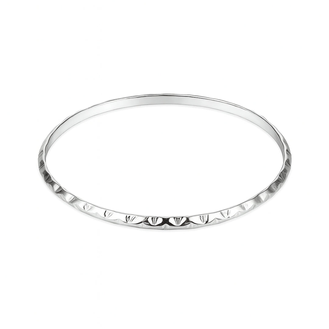 Silver Abstract Textured Bangle