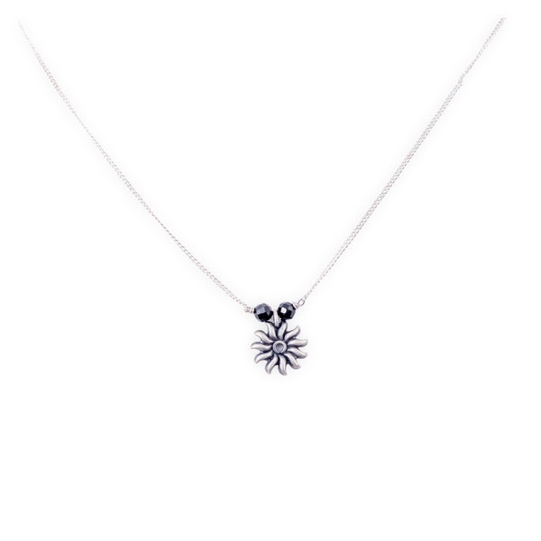 Sun Charm Mangalsutra silver necklace with black beads