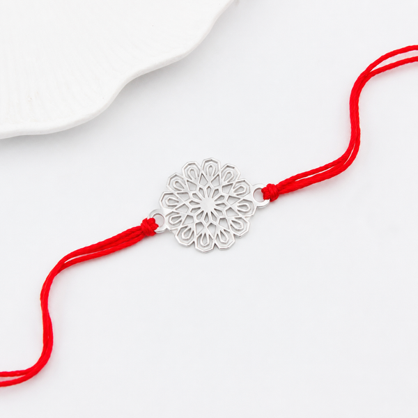 Silver Laser cut Rakhi