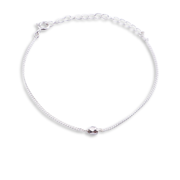 Silver Chain Single Bead Bracelet