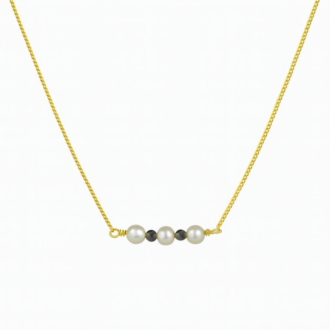 Chain Pearl Mangalsutra : Cream Pearls and Spinel |  92.5 Silver | 22K Gold Plated