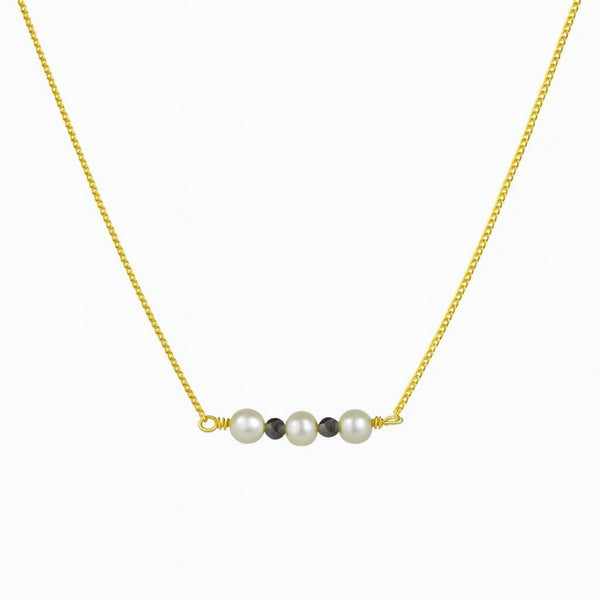 Chain Pearl & Black Spinel Mangalsutra | 22K Gold Plated