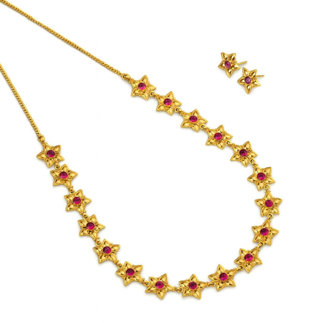 Prajakta Haar Set ( Gold plated Prajakta Flower Necklace Set )