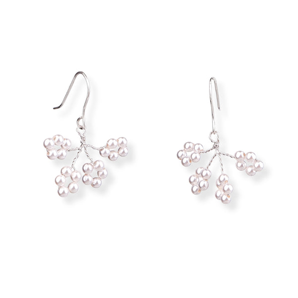 Pearl Flower Silver Earrings (Project Handmade)