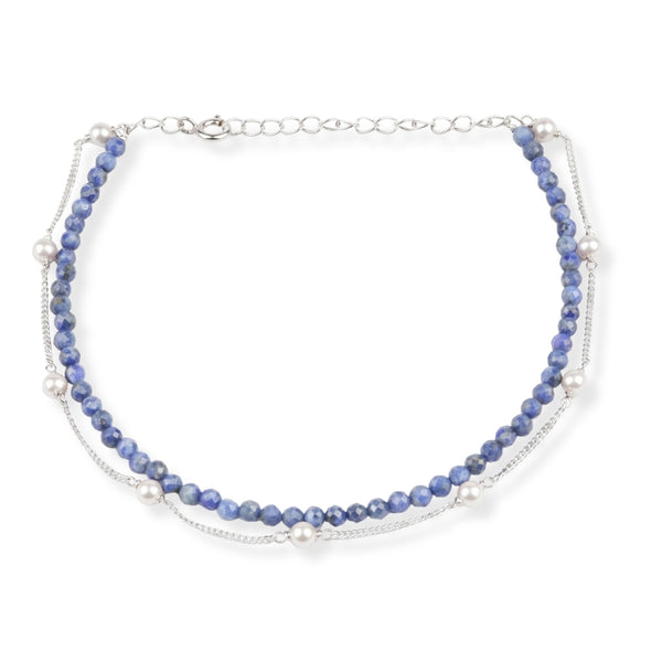 Lapis Lazuli & Pearl Chain Anklet (Project Handmade)