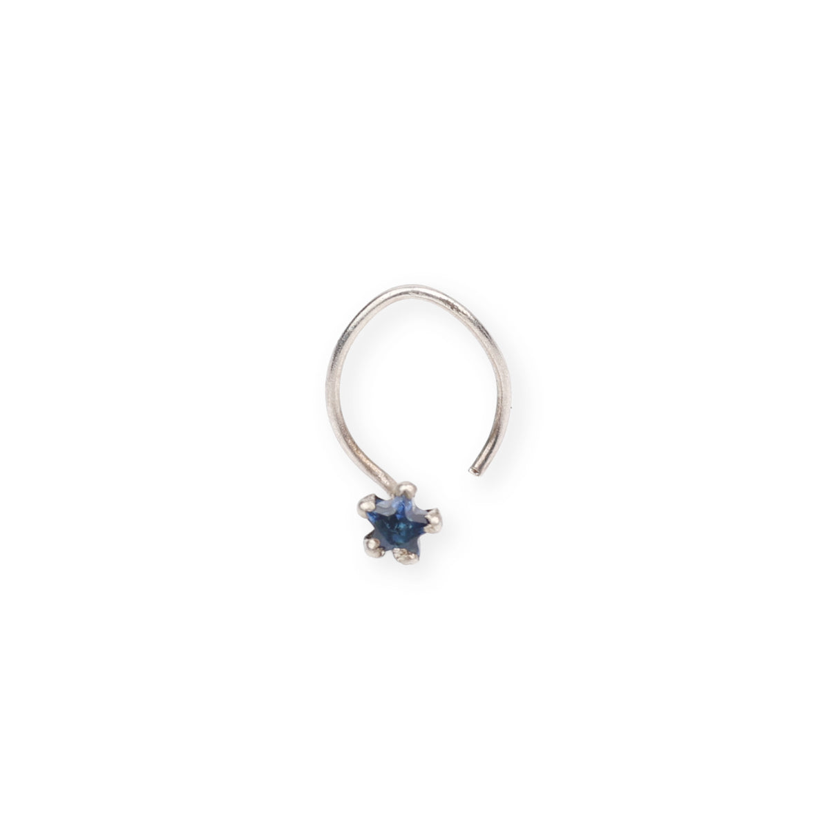 Tiny Blue CZ Nose Pin (Pierced)