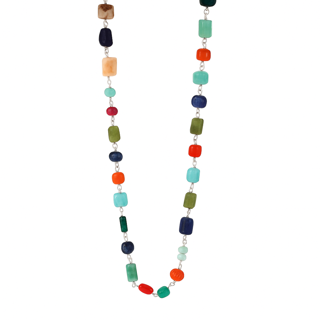 Silver Multicolor Ganthan Necklace (20 inch)