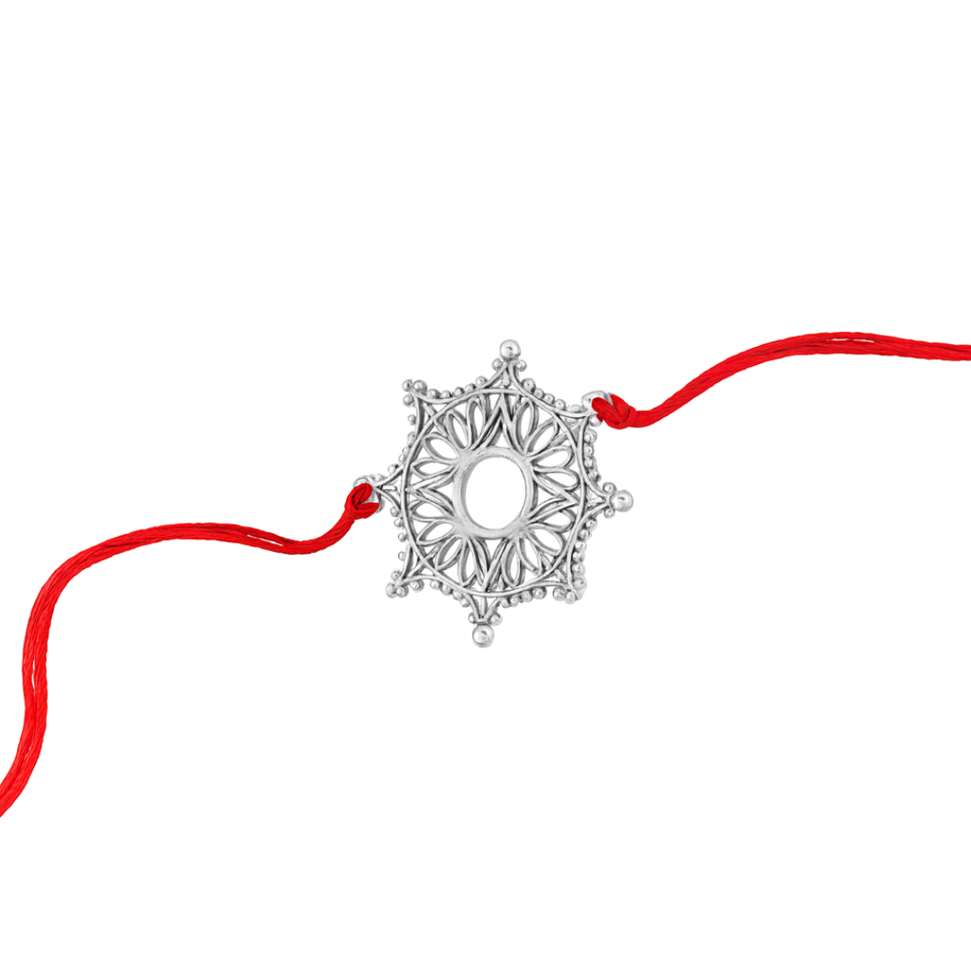 Silver Laser Cut Snowflake Rakhi