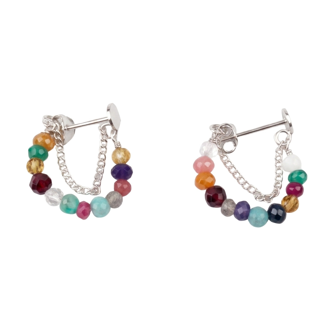 Multicolor Stone and Chain Earrings (Project Handmade)