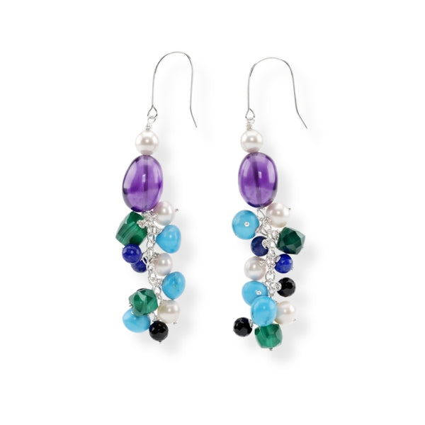 Multicolour Stone & Pearl Earrings (Project Handmade)