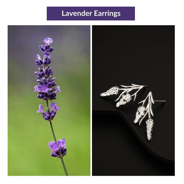 Lavender flower with silver earrings