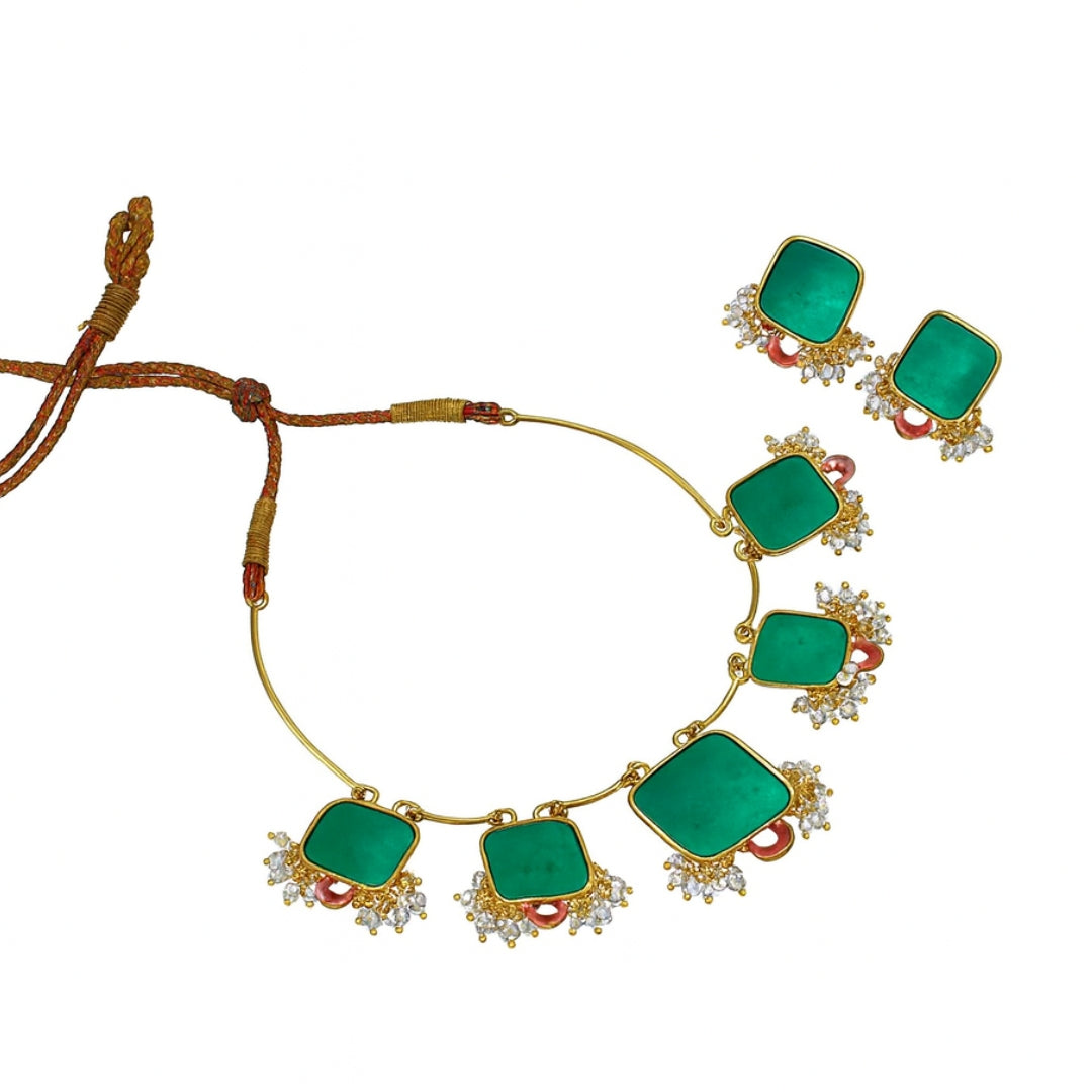 Handmade Meenakari Set|  92.5 Silver | 22K Gold Plated