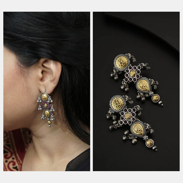 Silver Revival Rajasthani Pupat Earrings worn on ear