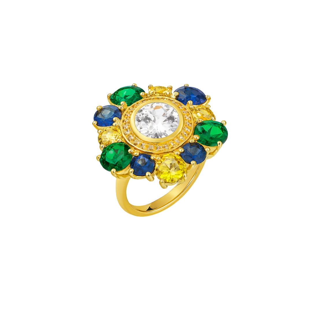 Midnight Bloom Ring | 92.5 Silver | 22K Gold Plated
