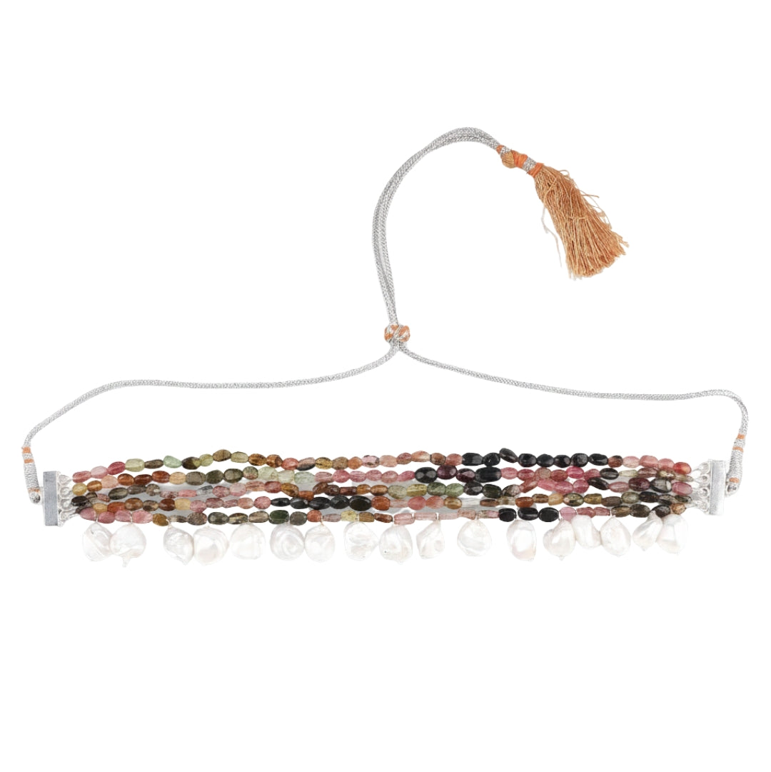 Luxe Choker - Tourmaline and Boroque Pearls