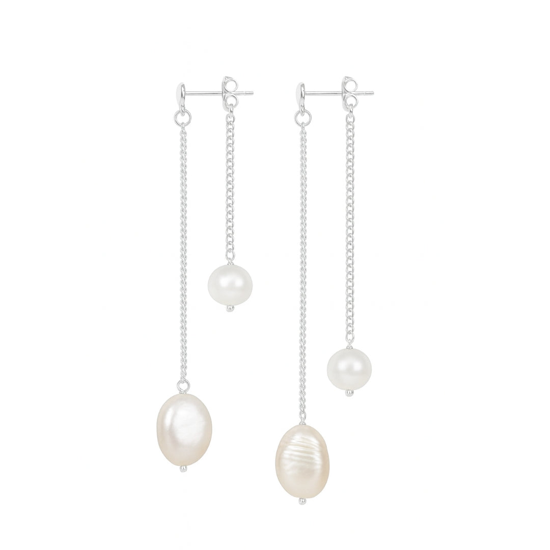 Double Pearl Drops Earring