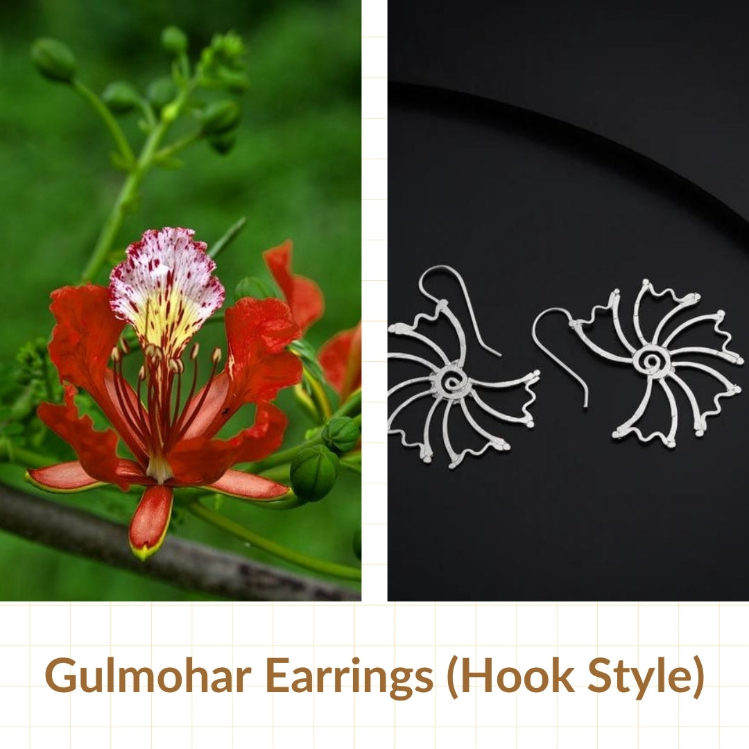 Gulmohar Hammered Earring: Hook Style