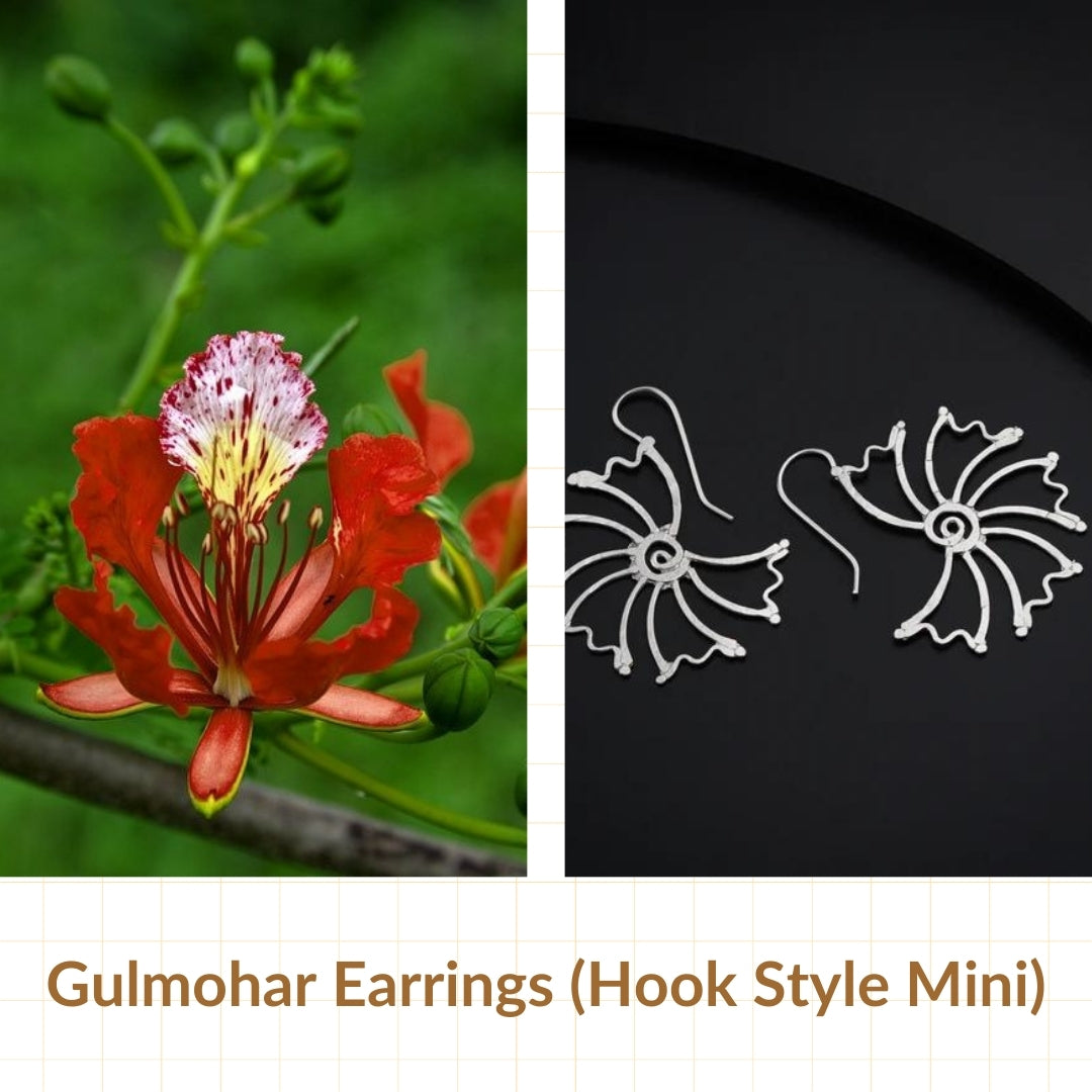 Mini Gulmohar Hammered Earring : Hook Style