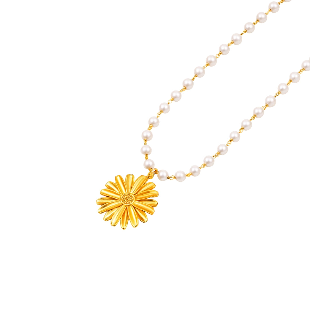 Soorajmukhi Pendant with Pearl Gold Plated | 92.5 Silver | 22k Gold Plated
