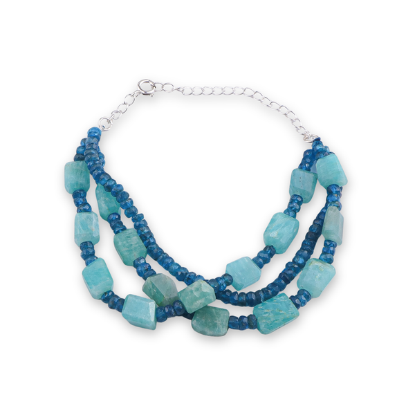 Rhodolite & Amazonite Silver Bracelet (Project Handmade)