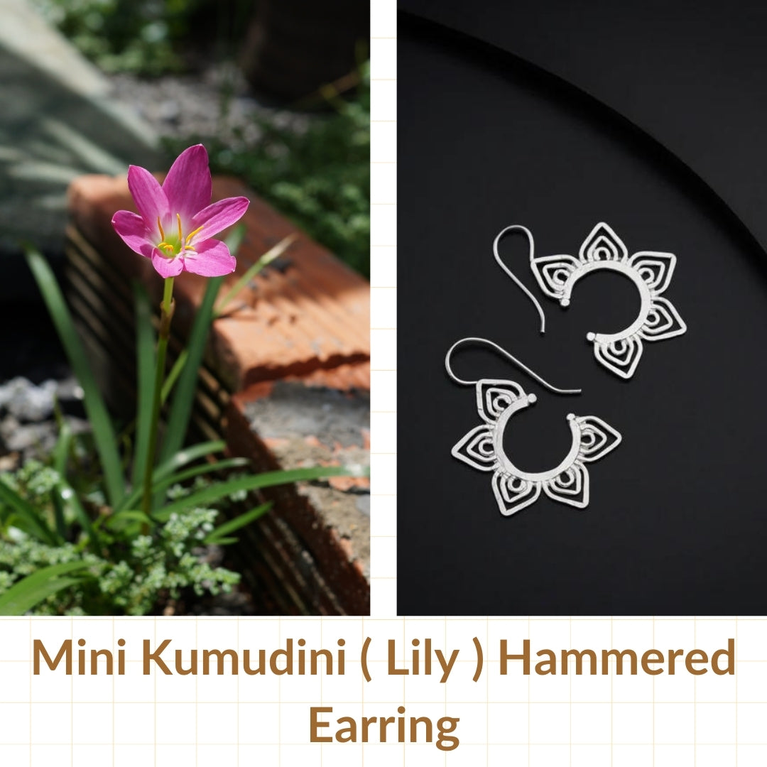 Mini Kumudini ( Lily ) Hammered Earring