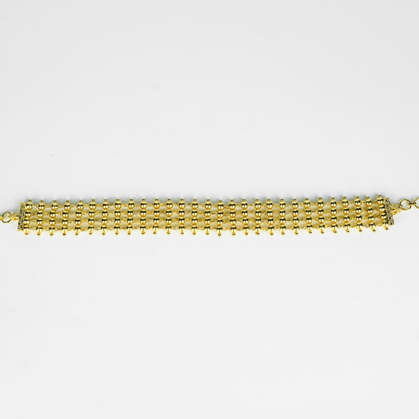 Gold plated pearl choker jewelry close-up