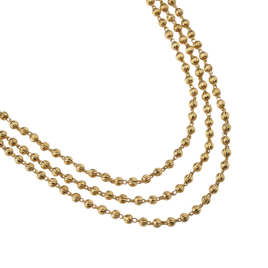 हरपर रेवडी माला (Harpar Revdi Mala) 3 Layered Necklace  | 92. Silver | 22 Carat Gold plated