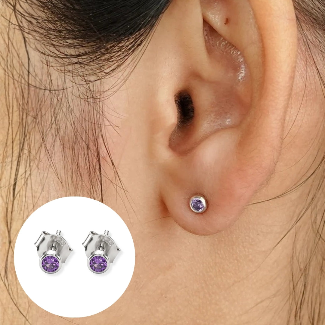 Tiny Purple CZ Stud
