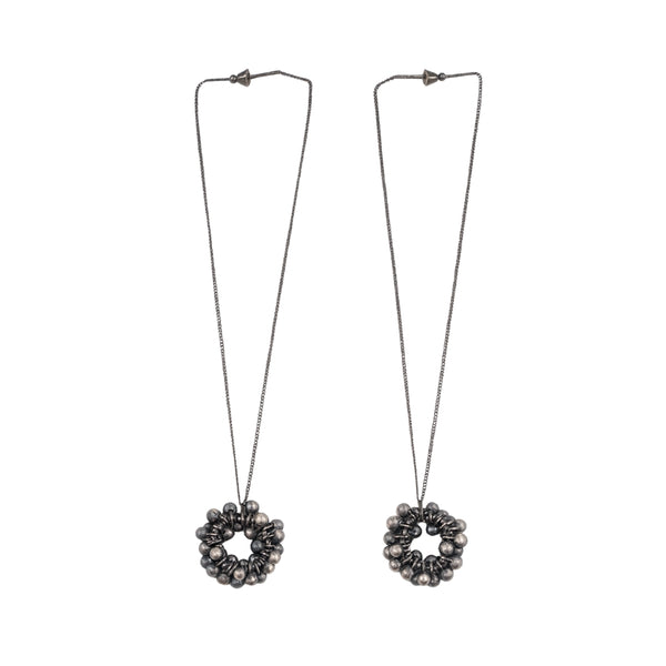 Sterling silver earrings with circular bead design, Kashmiri Dejhoor style