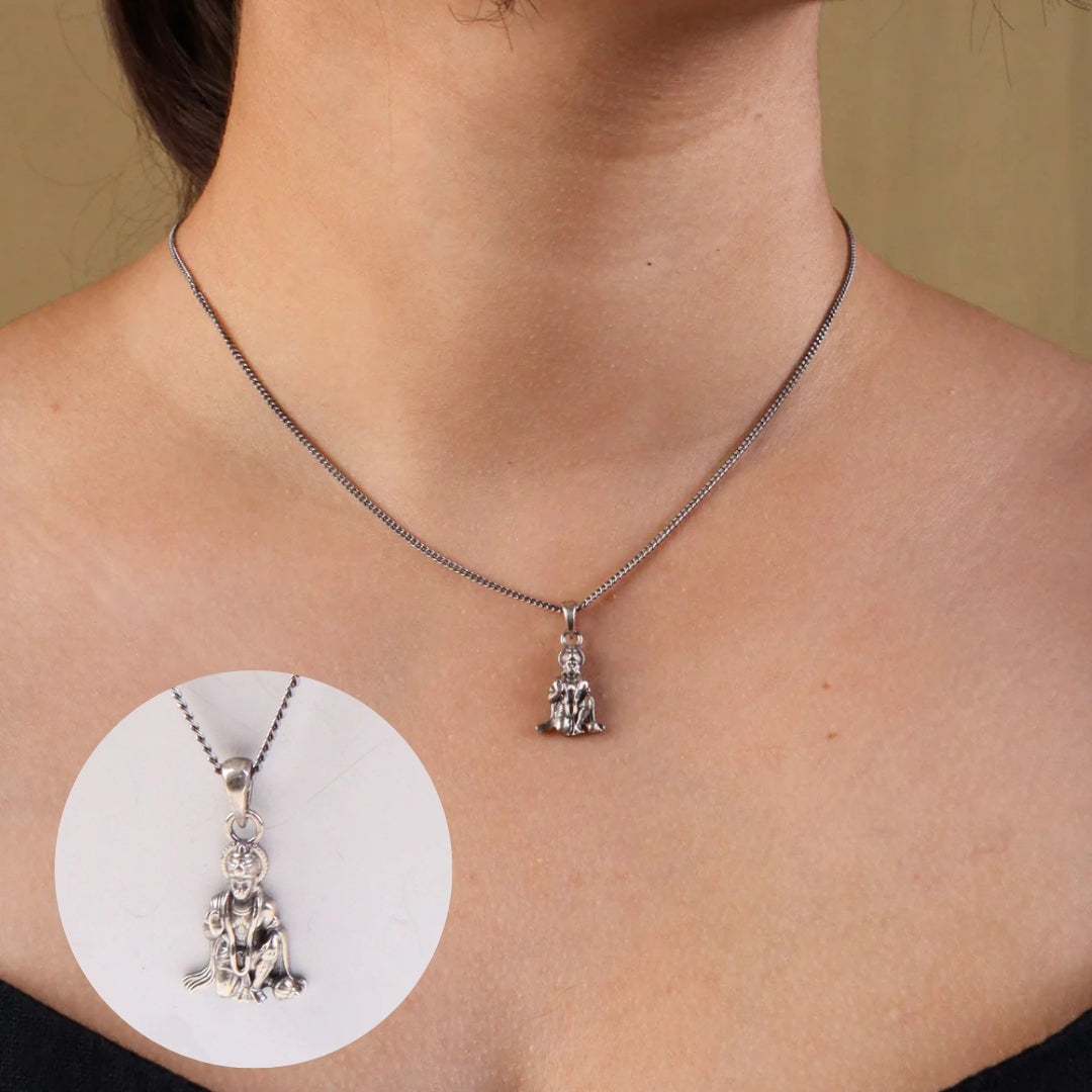 Silver Hanuman Pendant Necklace