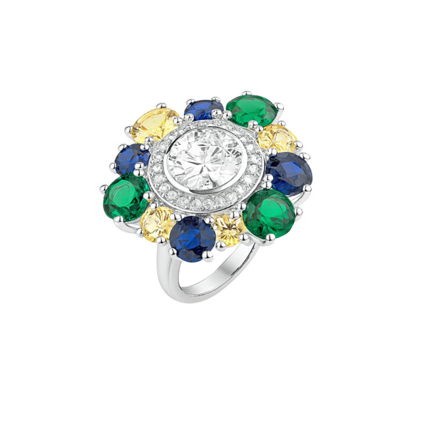 Silver Midnight Bloom Ring