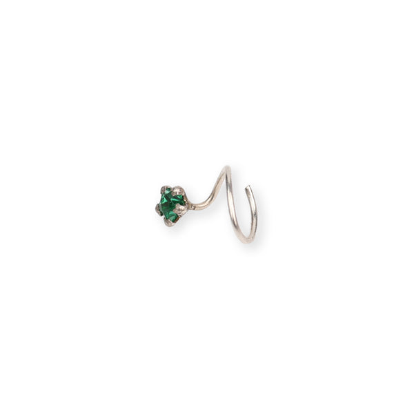 Green CZ Nose Pin - Big (Pierced)