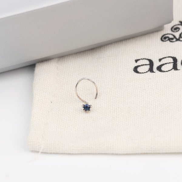 Blue CZ Nose Pin - Big (Pierced)