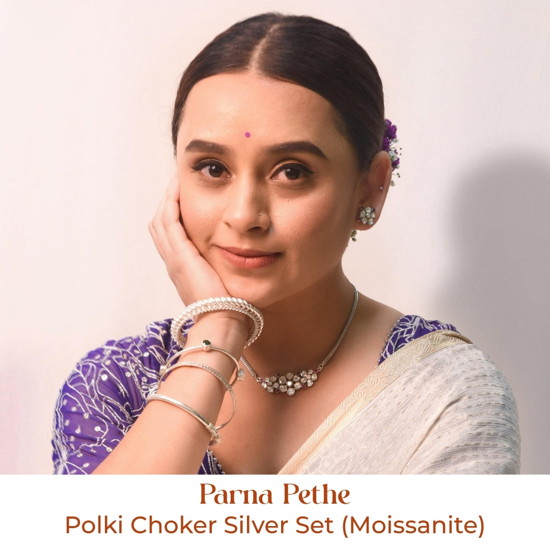 Polki Choker Silver Set (Moissanite)