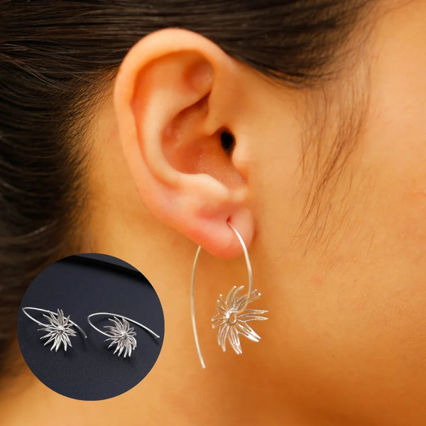 Handcrafted bakul silver earrings polished finish