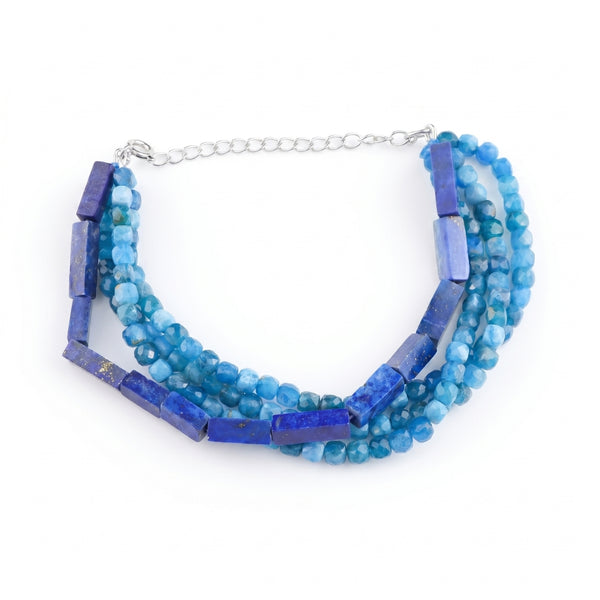 Blue Firoza & Lapis Lazuli Silver Bracelet (Project Handmade)