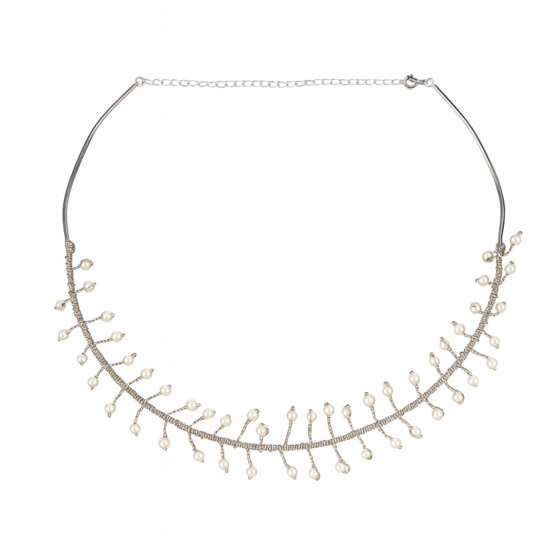 Silver Swarovski Pearls Tiara