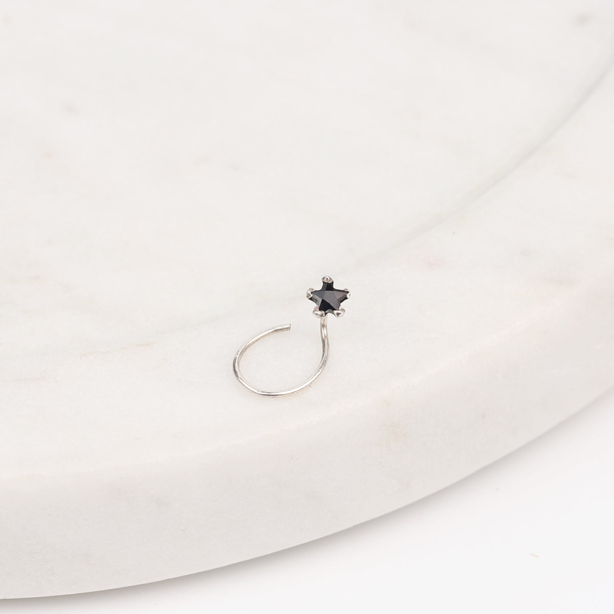 Black CZ Nose Pin - Medium (Pierced)