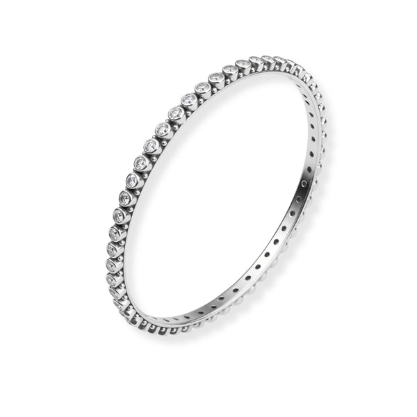Silver Bangle with White CZ Stone