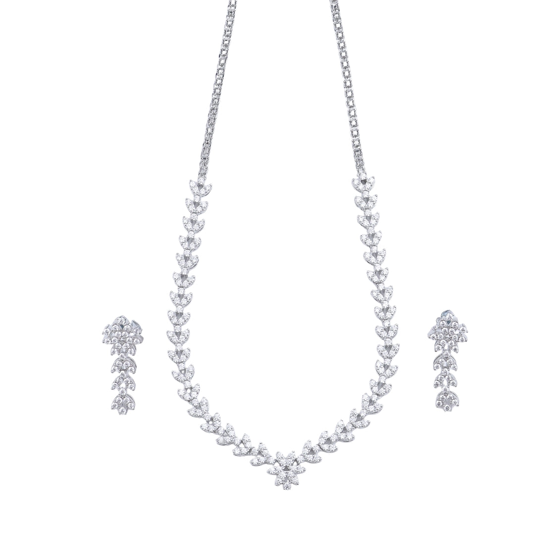 Silver CZ Necklace and Earring Set