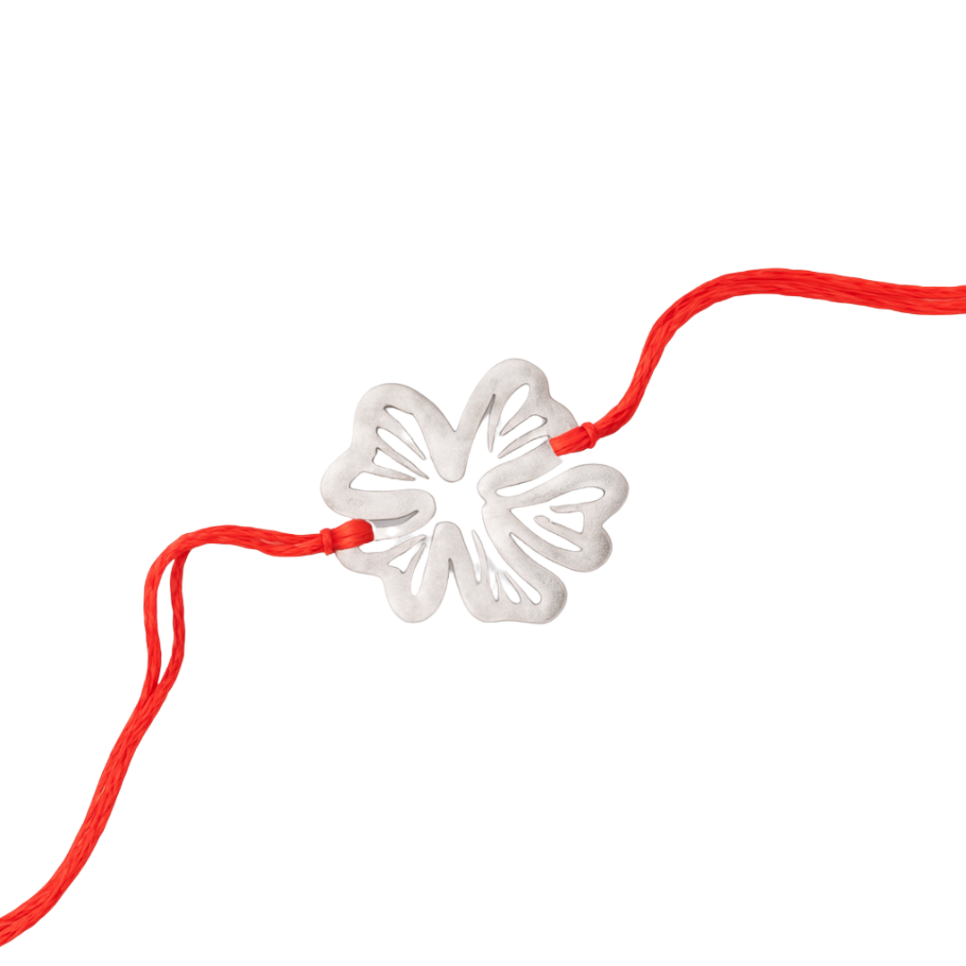 Silver Laser Cut Gulmohar Rakhi