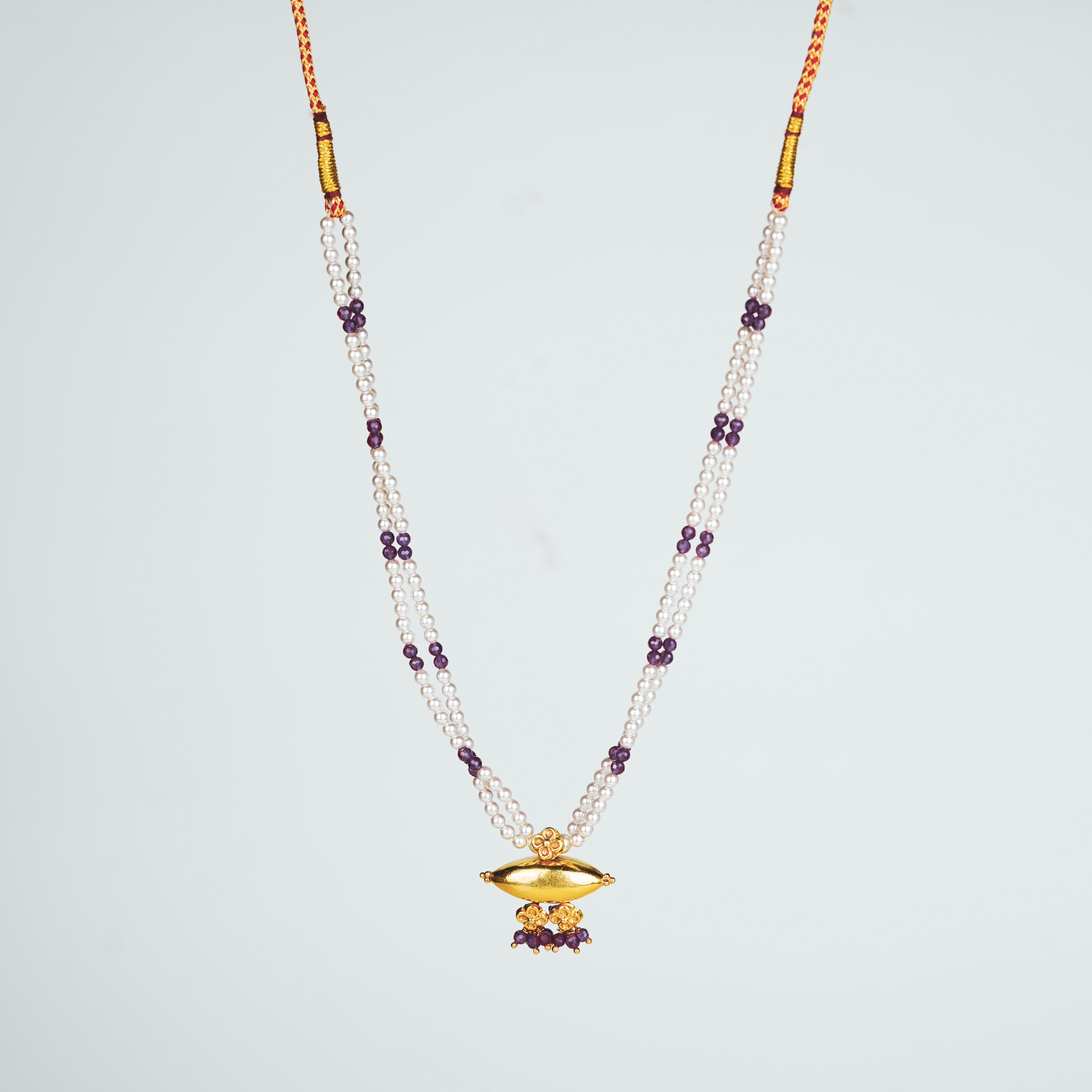 Tribal Choker with Ruby and Pearl | 92.5 Silver | 22K Gold Plated