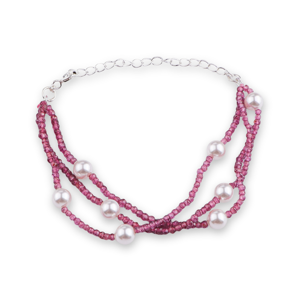 Pearl & Ruby Silver Bracelet (Project Handmade)