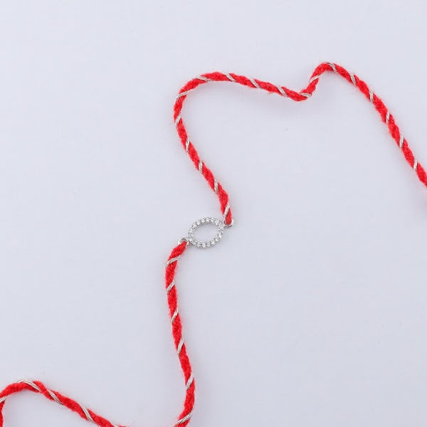 Hollow Oval Pave Silver CZ Rakhi